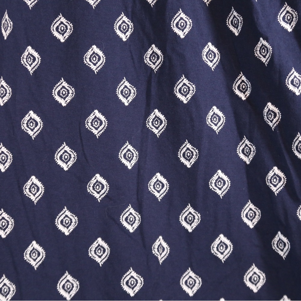 Lane Bryant 26/28 Navy Boho Print Peasant Top Puff Sleeve Plus Size - Picture 7 of 14